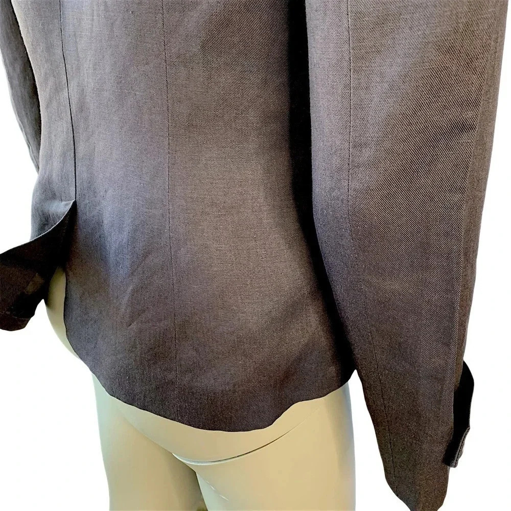 Ann Taylor Loft Linen Blend Tailored Blazer Buttoned Down Jacket Size 2 Brown - Picture 11 of 15